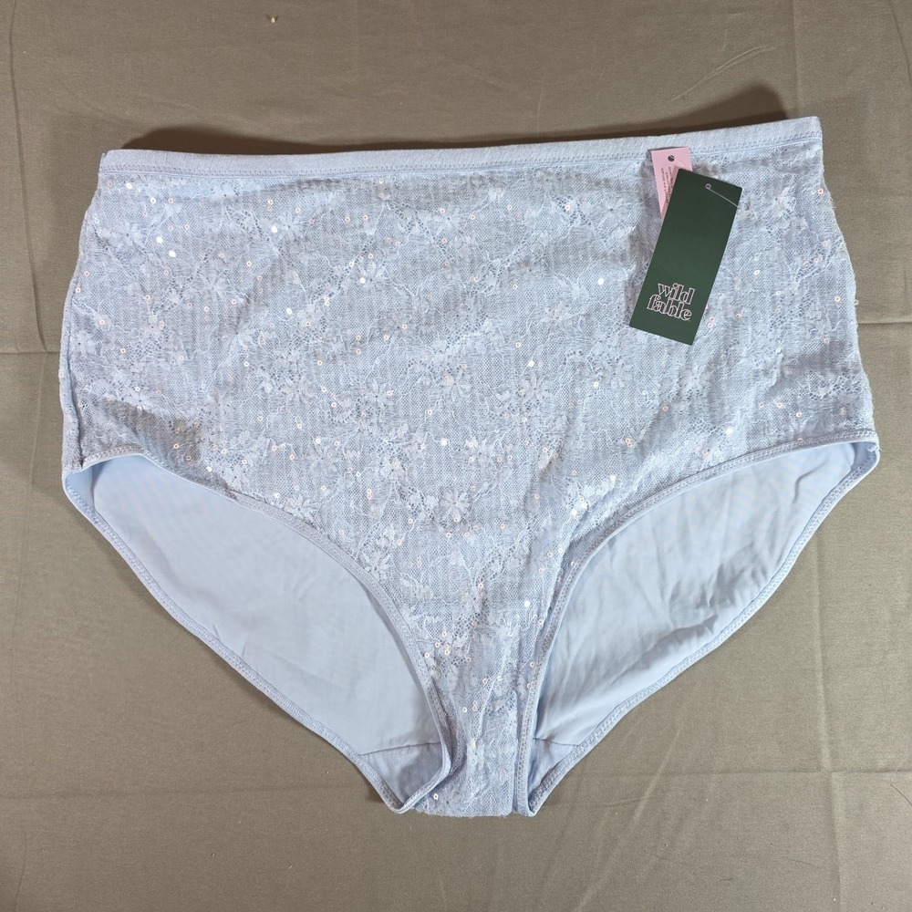 Wild Fable Blue Sequin Floral Lace High Waist Brief Panties Size 2XL Plus Size